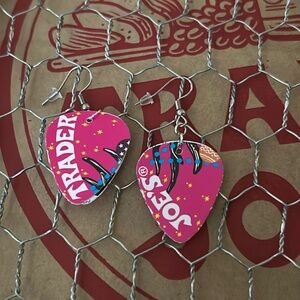 Trader Joe’s earrings guitar pic shaped hot pink